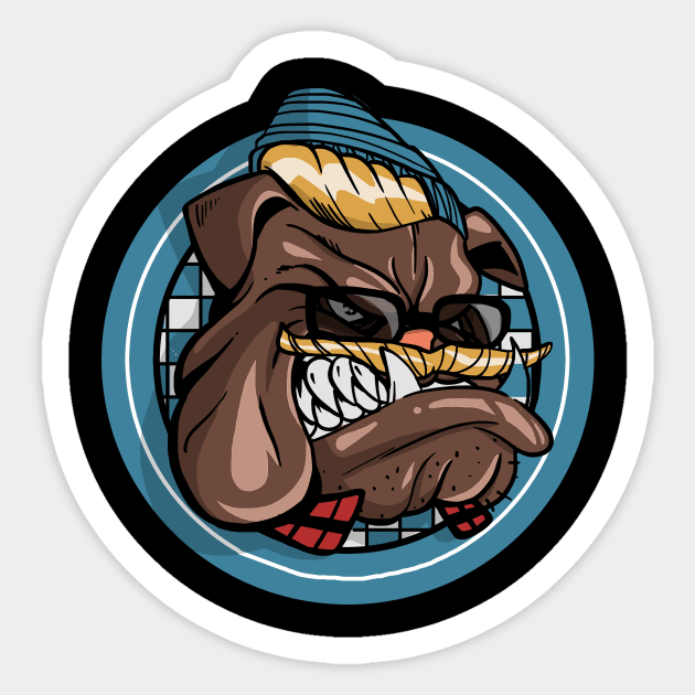 Francky, the bulldog - Hipster mode Sticker by TomiAx